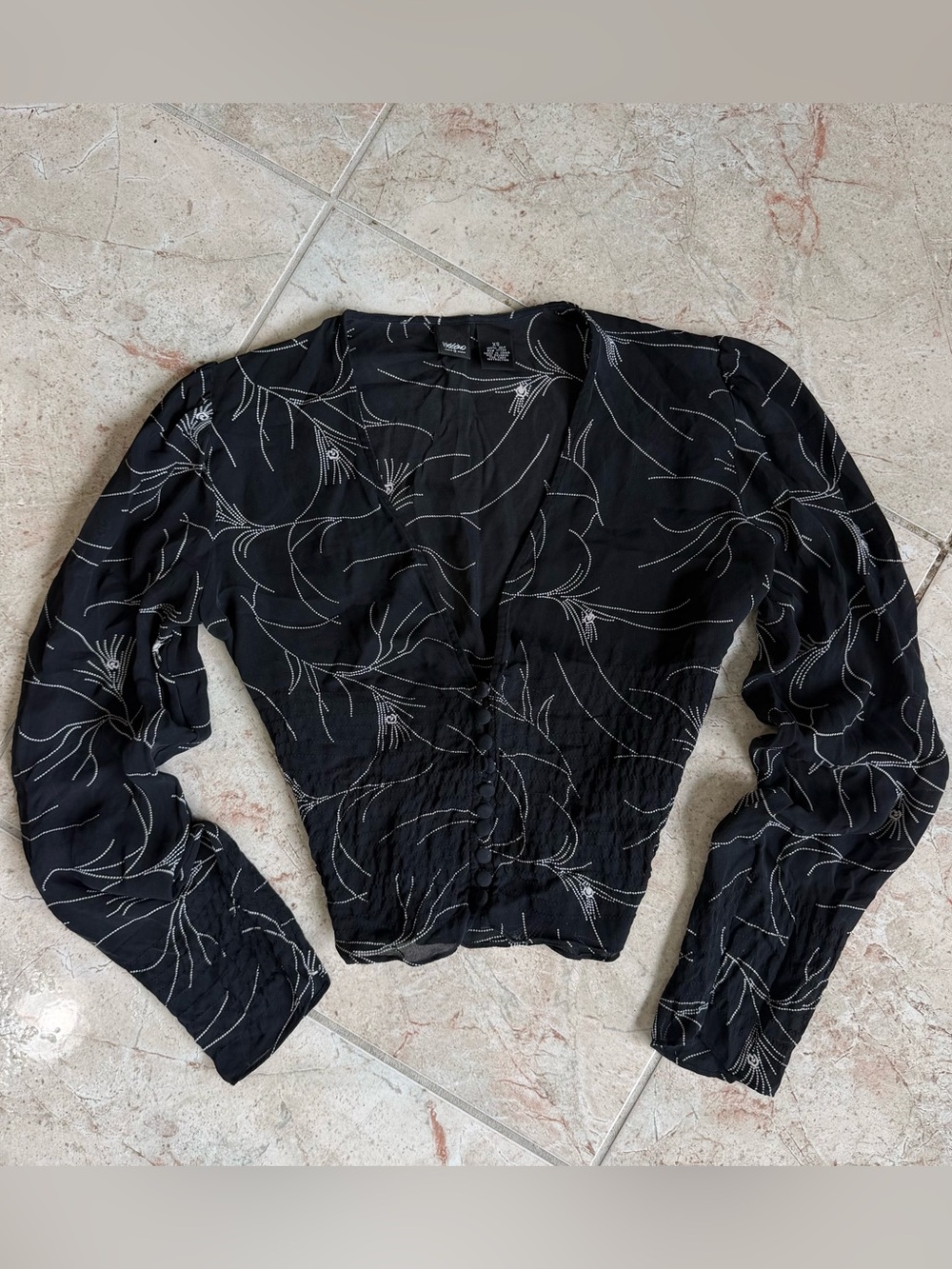 Vintage Mossimo Black 100% Silk Blouse XS